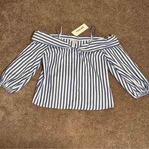 FAVLUX Blue and White Striped Blouse